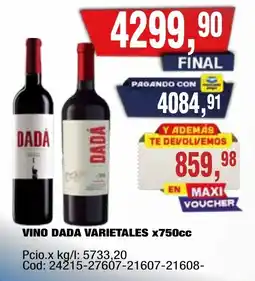 Maxiconsumo Dada vino varietales oferta