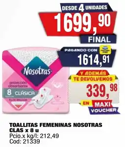 Maxiconsumo Nosotras toallitas femeninas oferta
