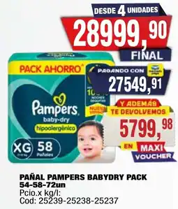 Maxiconsumo Pampers pañal babydry oferta