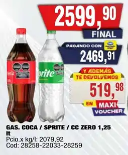 Maxiconsumo Coca cola gas / sprite / cc zero oferta
