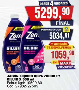 Maxiconsumo Zorro jabon liquido ropa p/ diluir oferta
