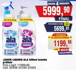 Maxiconsumo Ala jabon liquido 500ml botella p/diluir oferta