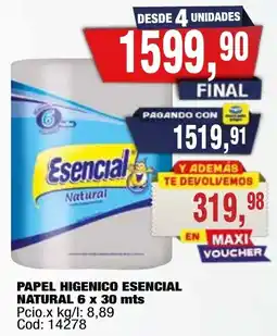 Maxiconsumo Esencial papel higienico natural oferta