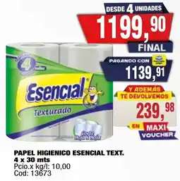 Maxiconsumo Esencial papel higienico texturado oferta