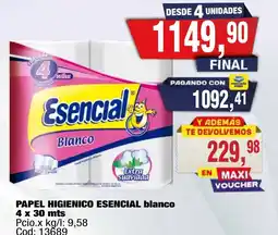 Maxiconsumo Esencial papel higienico blanco oferta