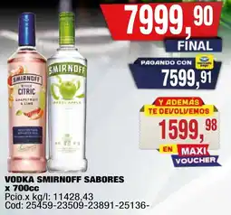 Maxiconsumo Smirnoff vodka sabores oferta