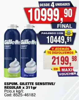 Maxiconsumo Gillette espum. sensitive/regular oferta