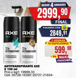 Maxiconsumo Axe antitranspirante oferta