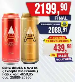 Maxiconsumo Cerv. andes x 473 cc oferta