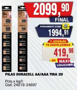 Maxiconsumo Duracell pilas aa/aaa tira 2u oferta