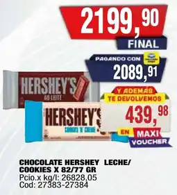 Maxiconsumo Hershey's chocolate leche/cookies y crema oferta