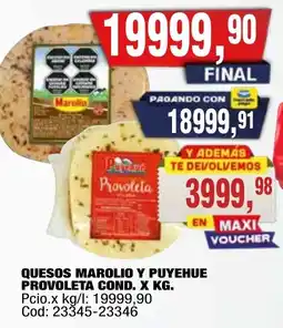 Maxiconsumo Marolio quesos y puyehue provoleta cond. oferta