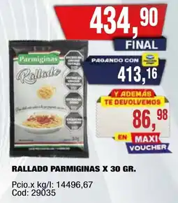 Maxiconsumo Parmiginas rallado oferta