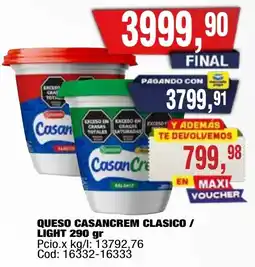 Maxiconsumo Casancrem queso clasico / light oferta