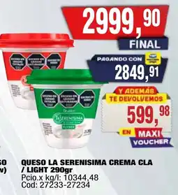 Maxiconsumo La serenisima queso crema clara / light oferta