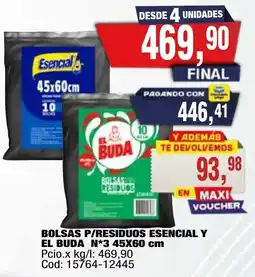 Maxiconsumo Esencial bolsas p/residuos y el buda bolsas residuos oferta