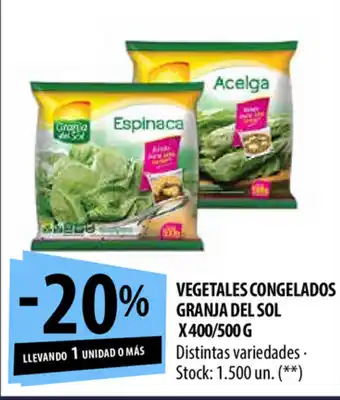 Punto Mayorista Granja del Sol Vegetales Congelados x 400/500g oferta