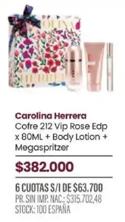 Pigmento Carolina Herrera Cofre 212 Vip Rose Edp oferta