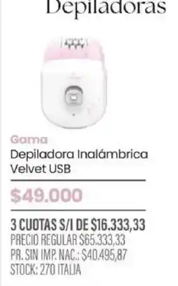 Pigmento Depiladora Inalámbrica Velvet USB oferta