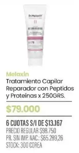 Pigmento Melaxin tratamiento capilar reparador con peptidos y proteinas oferta