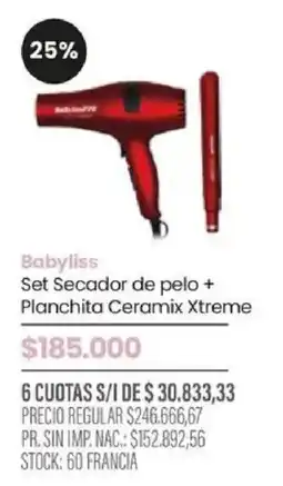 Pigmento BabyLiss set secador de pelo + planchita ceramix xtreme oferta