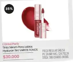 Pigmento L'Oréal Paris tinta sérum para labios hyaluron tint varios tonos oferta