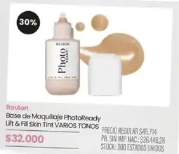 Pigmento Revlon base de maquillaje photoready lift & fill skin tint varios tonos oferta