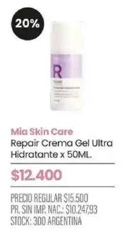 Pigmento Mia skin care repair crema gel ultra hidratante oferta