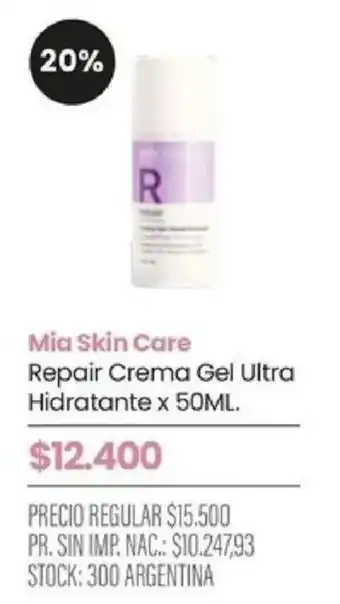 Mia skin care repair crema gel ultra hidratante