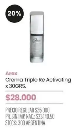Pigmento Arex crema triple re activating oferta