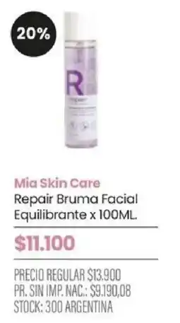 Pigmento Mia skin care repair bruma facial equilibrante oferta