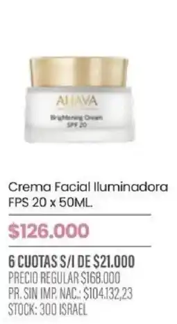 Pigmento Ahava crema facial iluminadora oferta