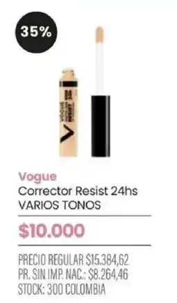 Pigmento Vogue corrector resist 24hs varios tonos oferta
