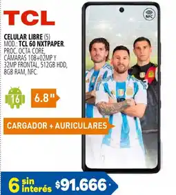 Casa del Audio Tcl celular libre oferta