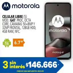 Casa del Audio Motorola celular libre oferta