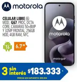 Casa del Audio Motorola celular libre oferta
