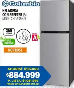 Casa del Audio Columbia heladera con freezer oferta