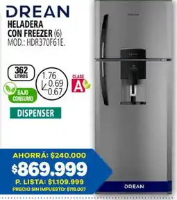 Casa del Audio Drean heladera con freezer oferta