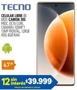 Casa del Audio Tecno celular libre oferta