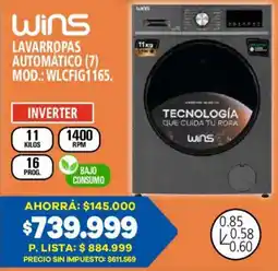 Casa del Audio Wins lavarropas automático oferta