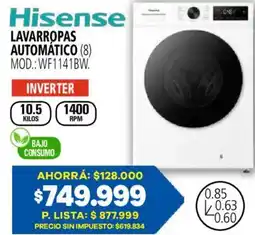 Casa del Audio Hisense lavarropas automático oferta