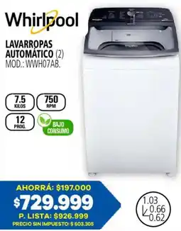Casa del Audio Whirlpool lavarropas automático oferta