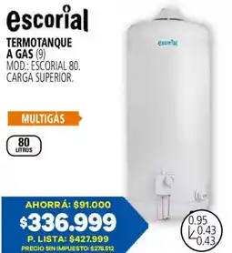 Casa del Audio Escorial termotanque a gas oferta