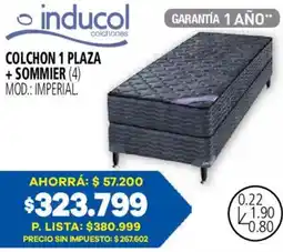 Casa del Audio Inducol colchones colchon 1 plaza + sommier oferta