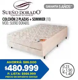 Casa del Audio Sueño dorado colchón 2 plazas + sommier oferta