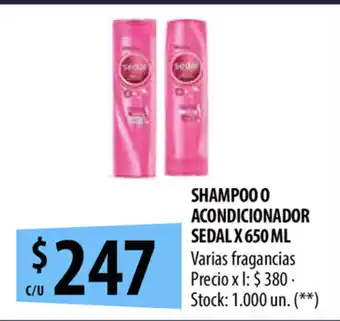 Punto Mayorista Sedal Shampoo o Acondicionador x 650ml oferta