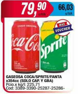 Maxiconsumo Gaseosa Coca, Sprite, Fanta oferta