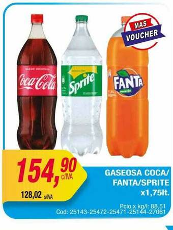 Maxiconsumo Gaseosa Coca, Fanta, Sprite oferta