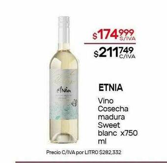 Nini Mayorista Etnia Vino Cosecha Madura Sweet Blanc oferta