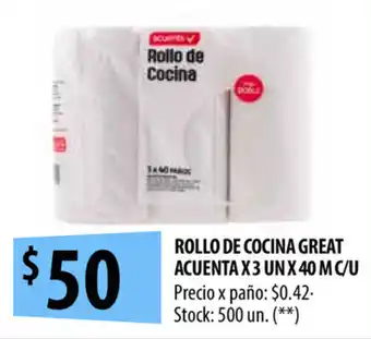 Punto Mayorista Acuenta Rollo de Cocina Great x 3un x 40m c/u oferta